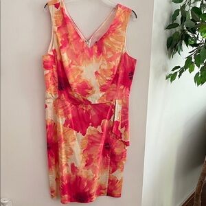 Floral Sleeveless Dress - Pink and Orange